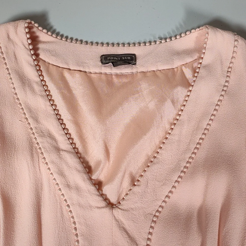 J. Crew Point Sur blush v-neck ruffle hem flutter‎ sleeve midi dress 10